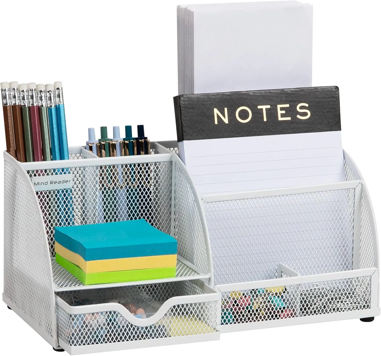 Mind Reader Desktop Organizer, Metal Mesh 7-Compartment