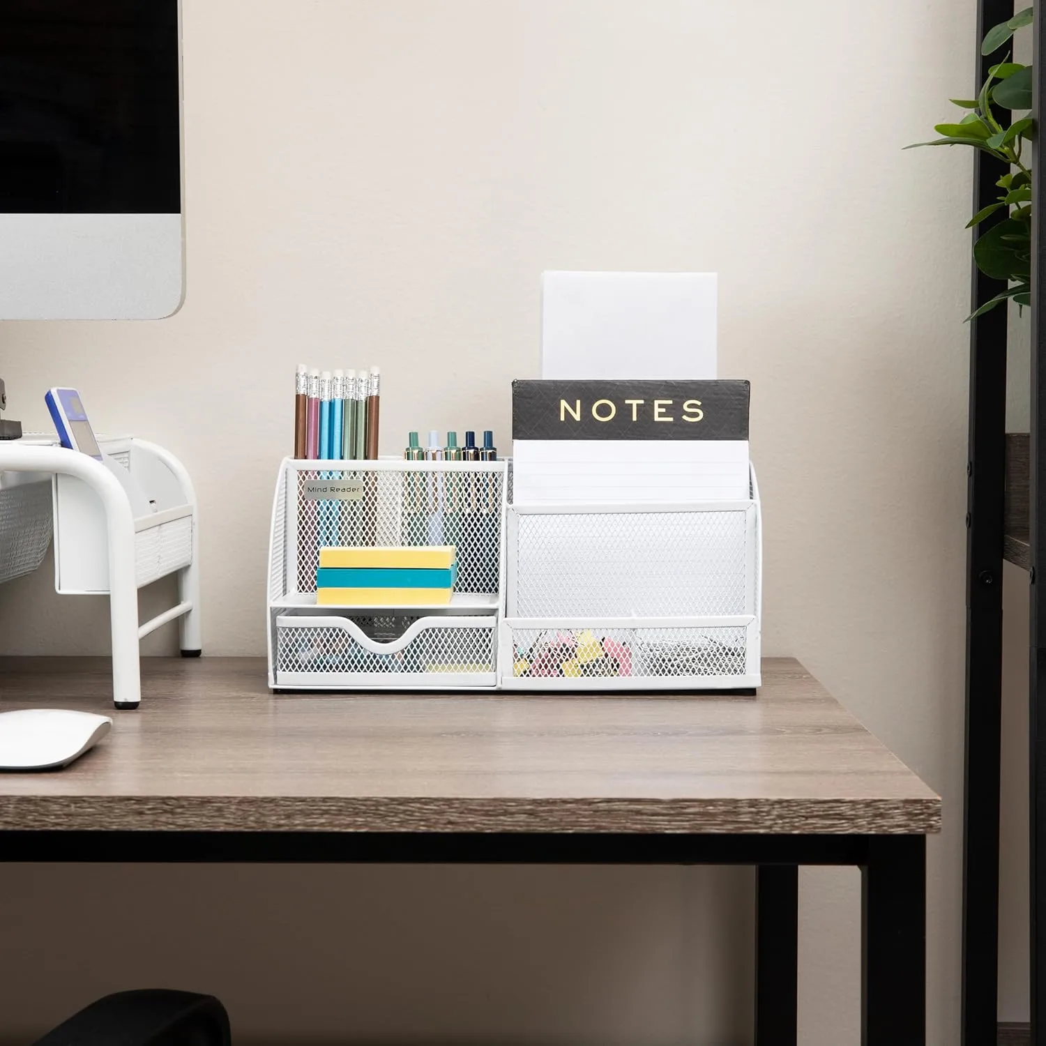 Mind Reader Desktop Organizer, Metal Mesh 7-Compartment