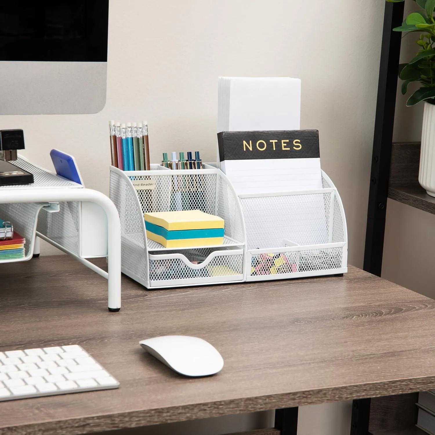 Mind Reader Desktop Organizer, Metal Mesh 7-Compartment
