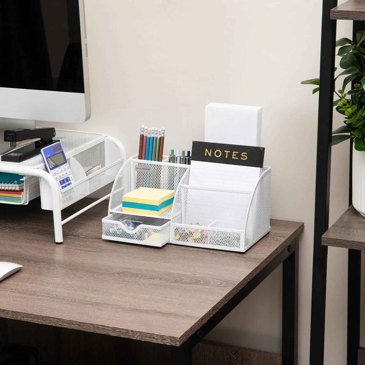 Mind Reader Desktop Organizer, Metal Mesh 7-Compartment