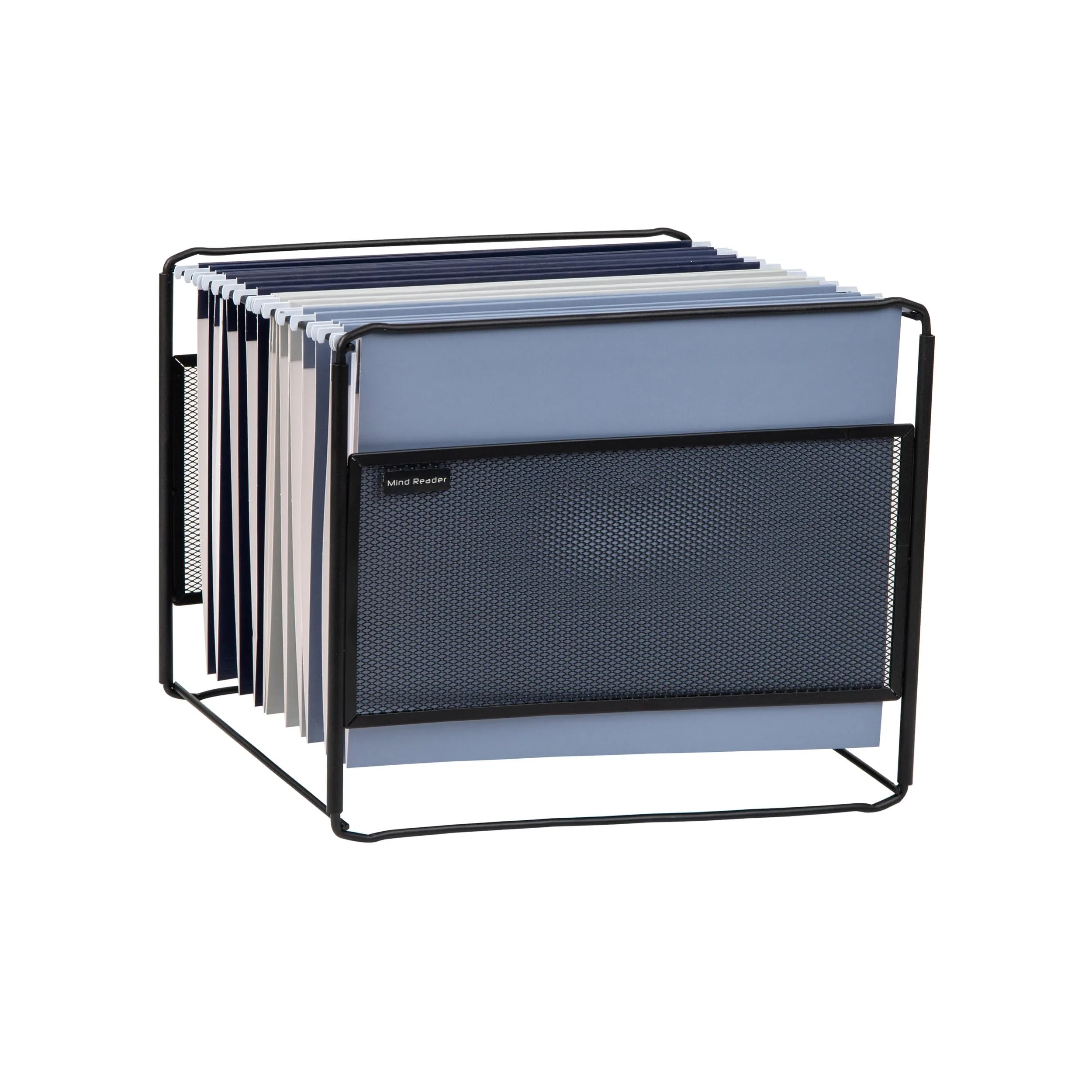 Mind Reader Hanging File Folder Organizer, Desktop Organizer, Metal Mesh, 13" L x 9.75" W x 10.25" H