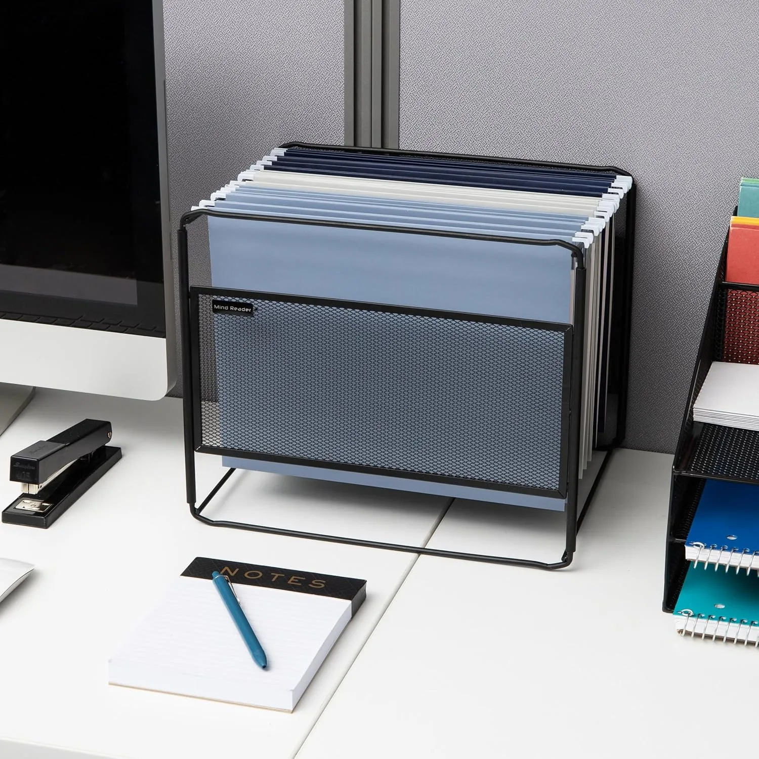 Mind Reader Hanging File Folder Organizer, Desktop Organizer, Metal Mesh, 13" L x 9.75" W x 10.25" H