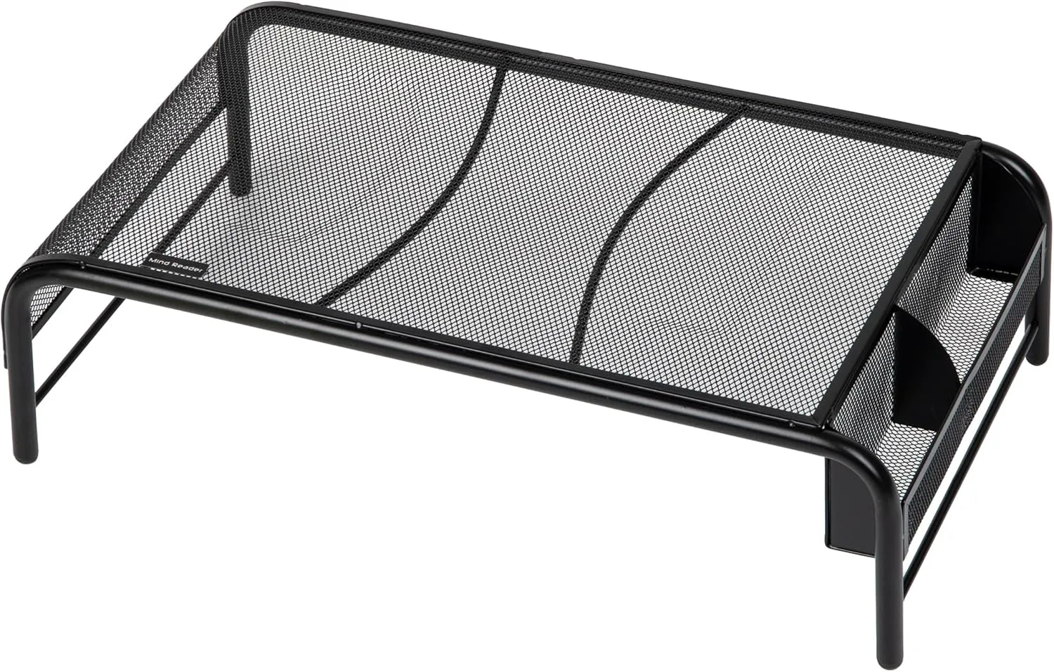 Mind Reader Monitor Stand, Ventilated Laptop Riser, Desktop Organizer, Side Storage, Metal Mesh, 20" L x 11.5" W x 5.5" H