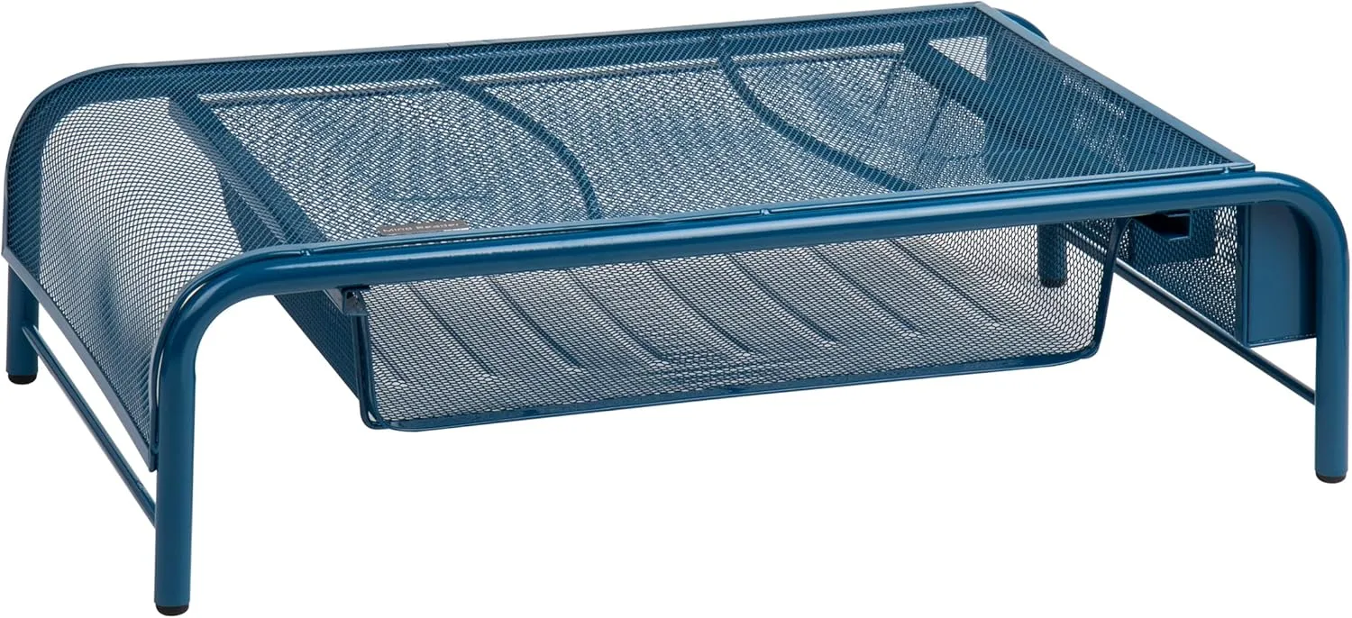 MIND READER Monitor Stand Ventilated Metal Mesh Laptop Riser and Desktop Organizer