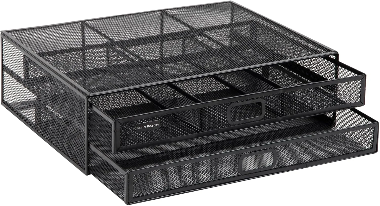 Mind Reader Monitor Stand, Ventilated Laptop Riser, Storage Drawer, Office, Metal Mesh, 15.75"L x 11.75"W x 4.5"H