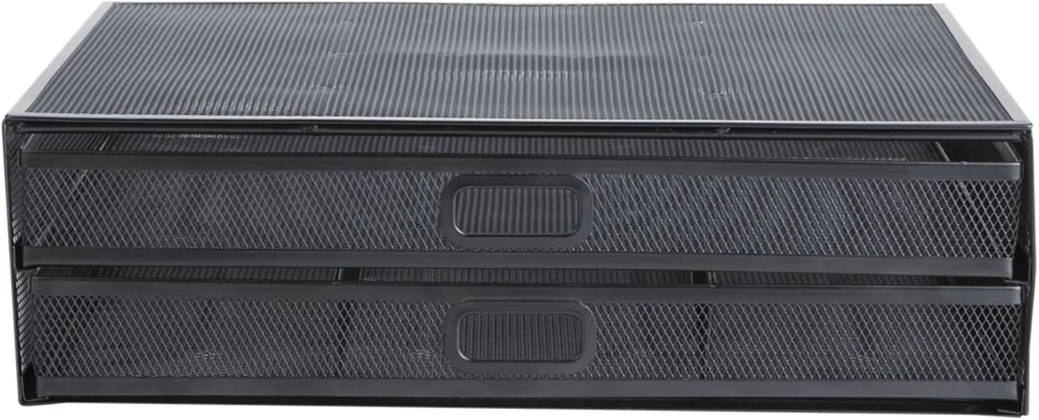 Mind Reader Monitor Stand, Ventilated Laptop Riser, Storage Drawer, Office, Metal Mesh, 15.75"L x 11.75"W x 4.5"H
