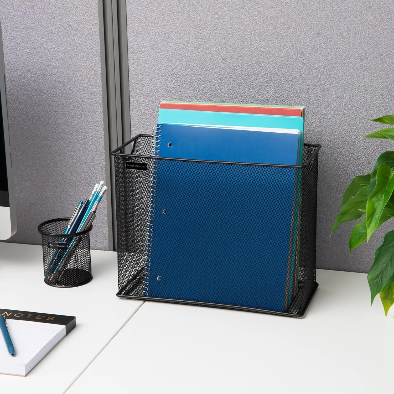 Mind Reader Vertical File Storage, Desktop Organizer, Hanging Files, Office, Metal Mesh, 12.25"L x 5.5"W x 10"H