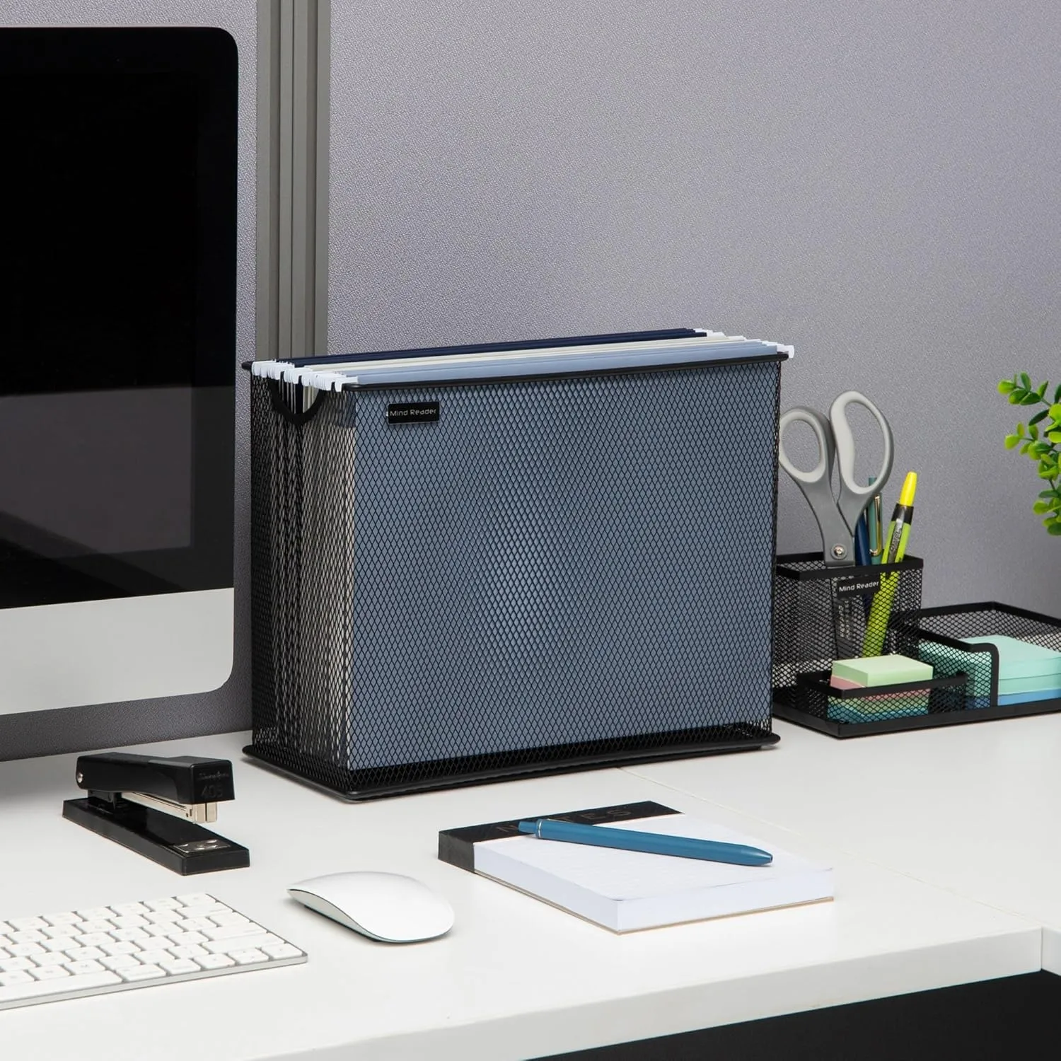 Mind Reader Vertical File Storage, Desktop Organizer, Hanging Files, Office, Metal Mesh, 12.25"L x 5.5"W x 10"H