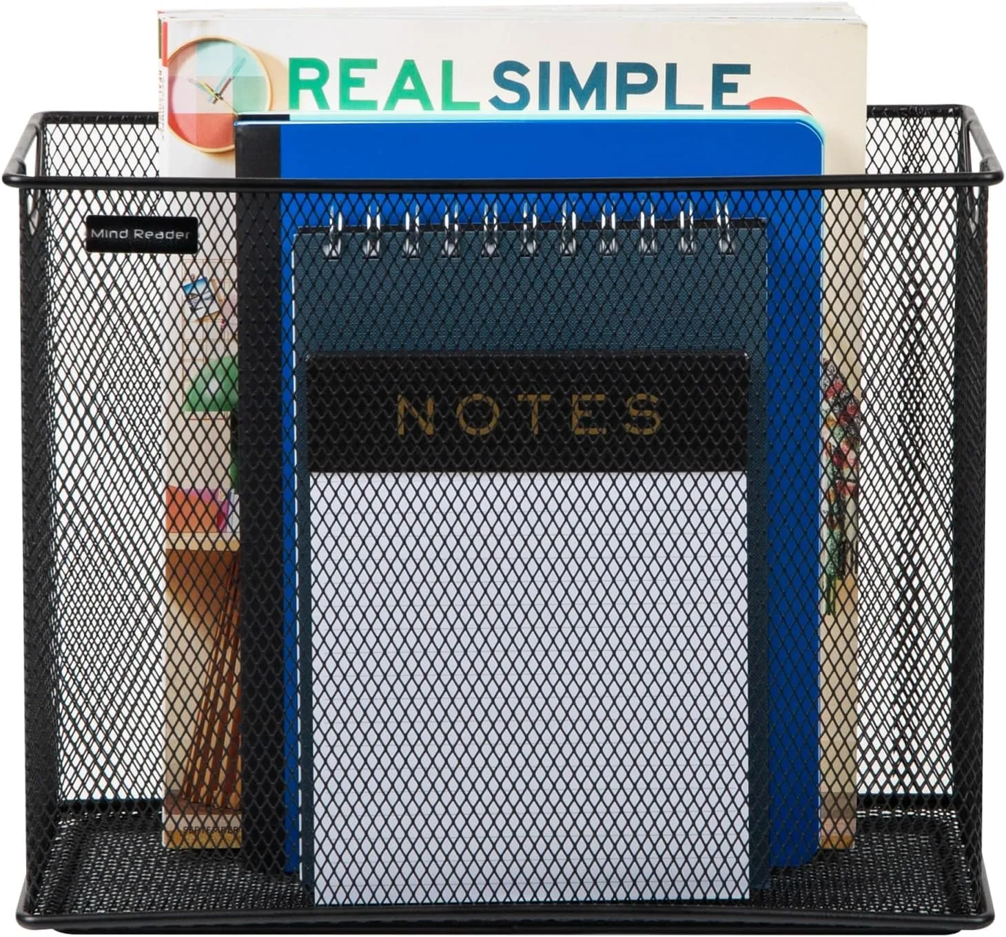 Mind Reader Vertical File Storage, Desktop Organizer, Hanging Files, Office, Metal Mesh, 12.25"L x 5.5"W x 10"H