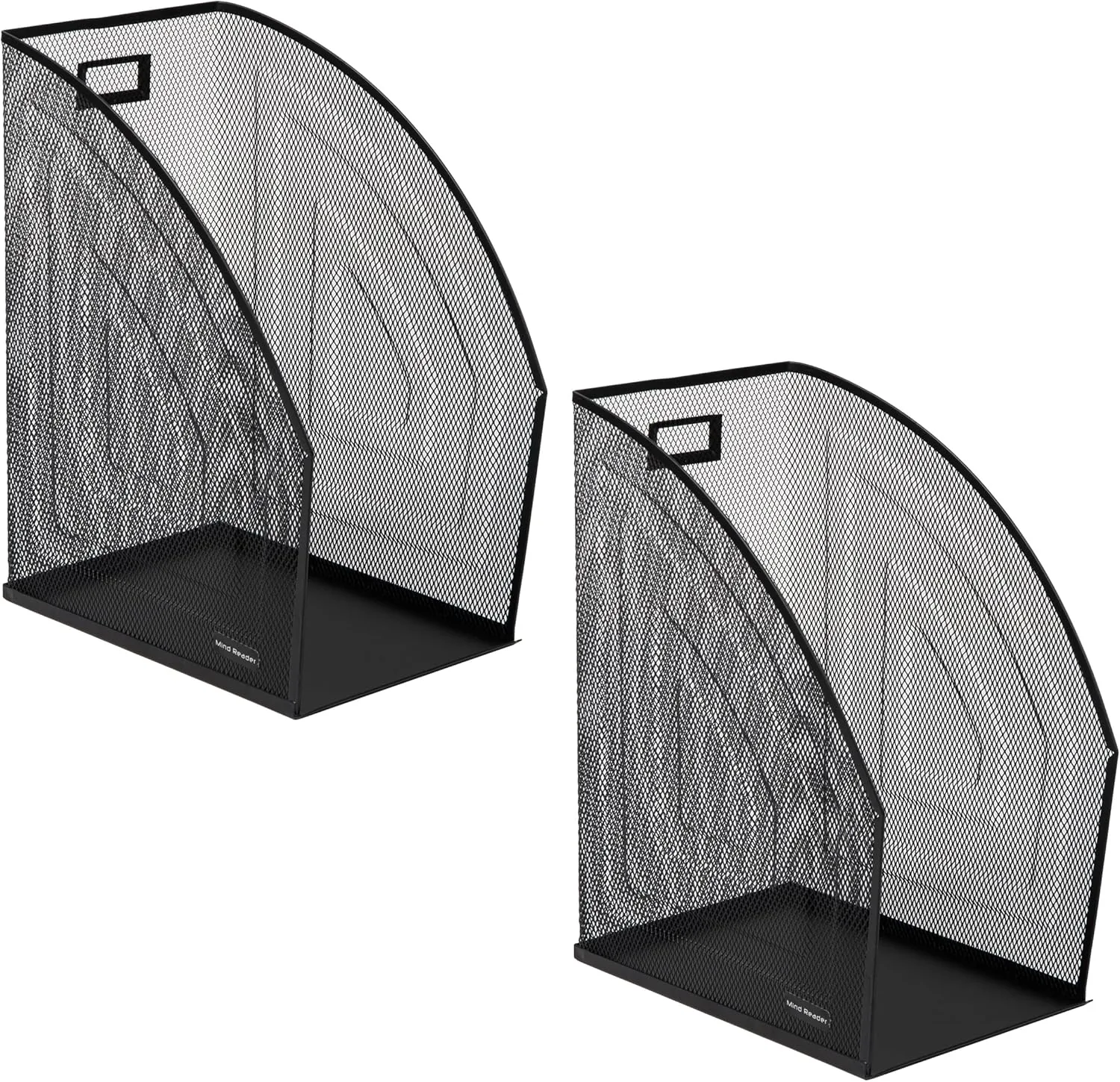 Mind Reader Vertical File Storage, Set of 2, Desktop Organizer, Workspace, Office, Metal Mesh, 6.25 L x 10 W x 12.5 H, Black