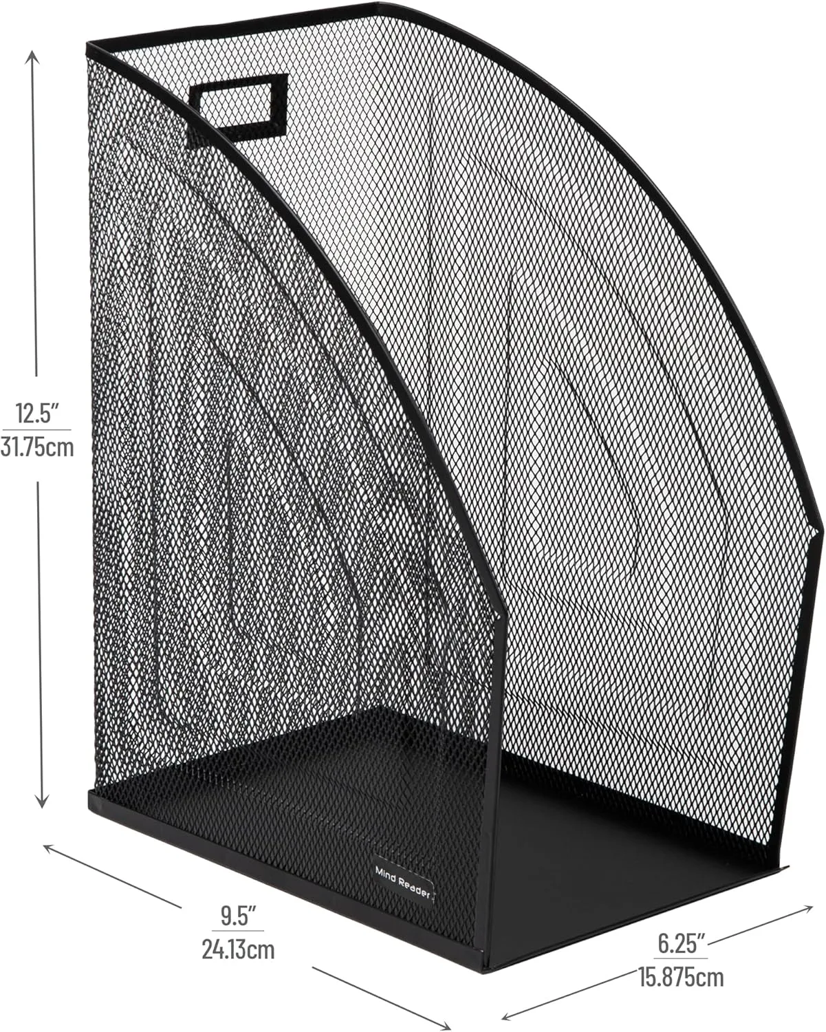 Mind Reader Vertical File Storage, Set of 2, Desktop Organizer, Workspace, Office, Metal Mesh, 6.25 L x 10 W x 12.5 H, Black