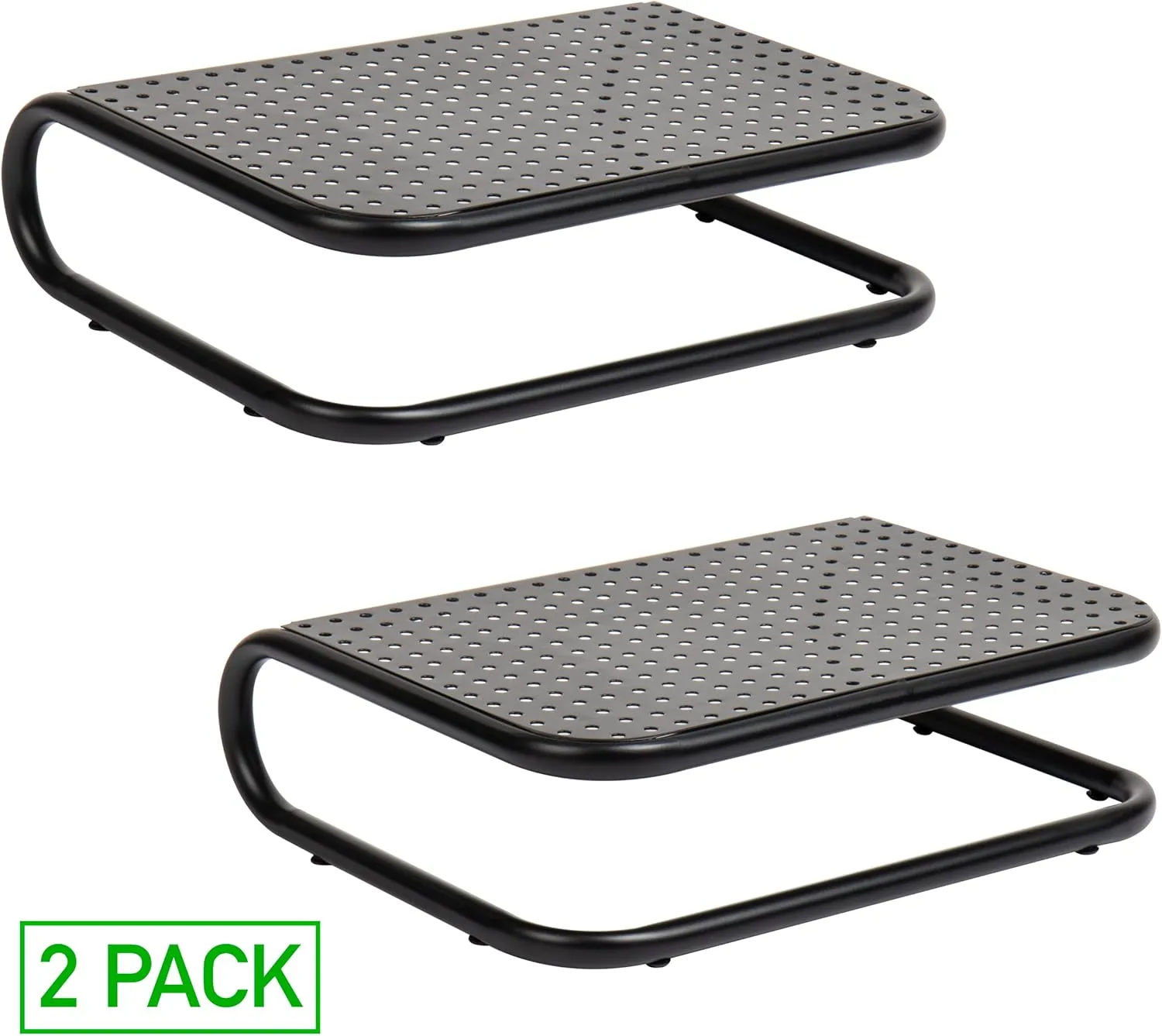Mind Reader Monitor Stand, Set of 2, Ventilated Laptop Riser, Desktop Organizer, Metal, 14.25"L x 11"W x 4.25"H