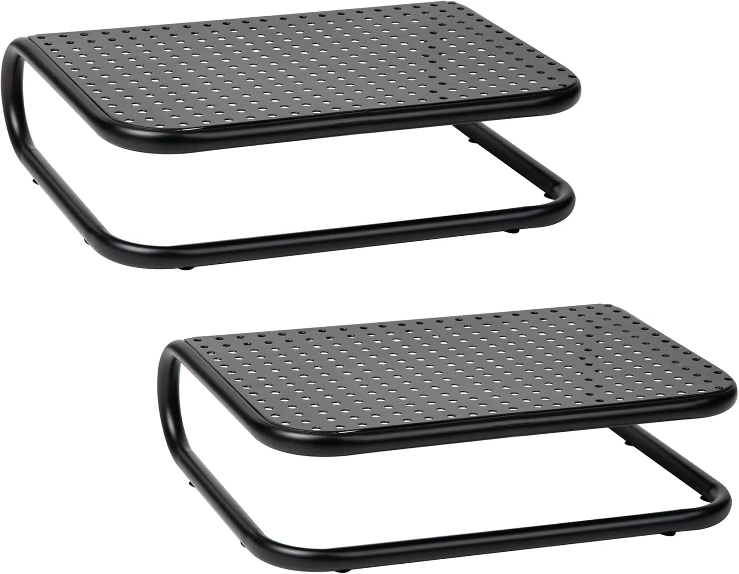 Mind Reader Monitor Stand, Set of 2, Ventilated Laptop Riser, Desktop Organizer, Metal, 14.25"L x 11"W x 4.25"H