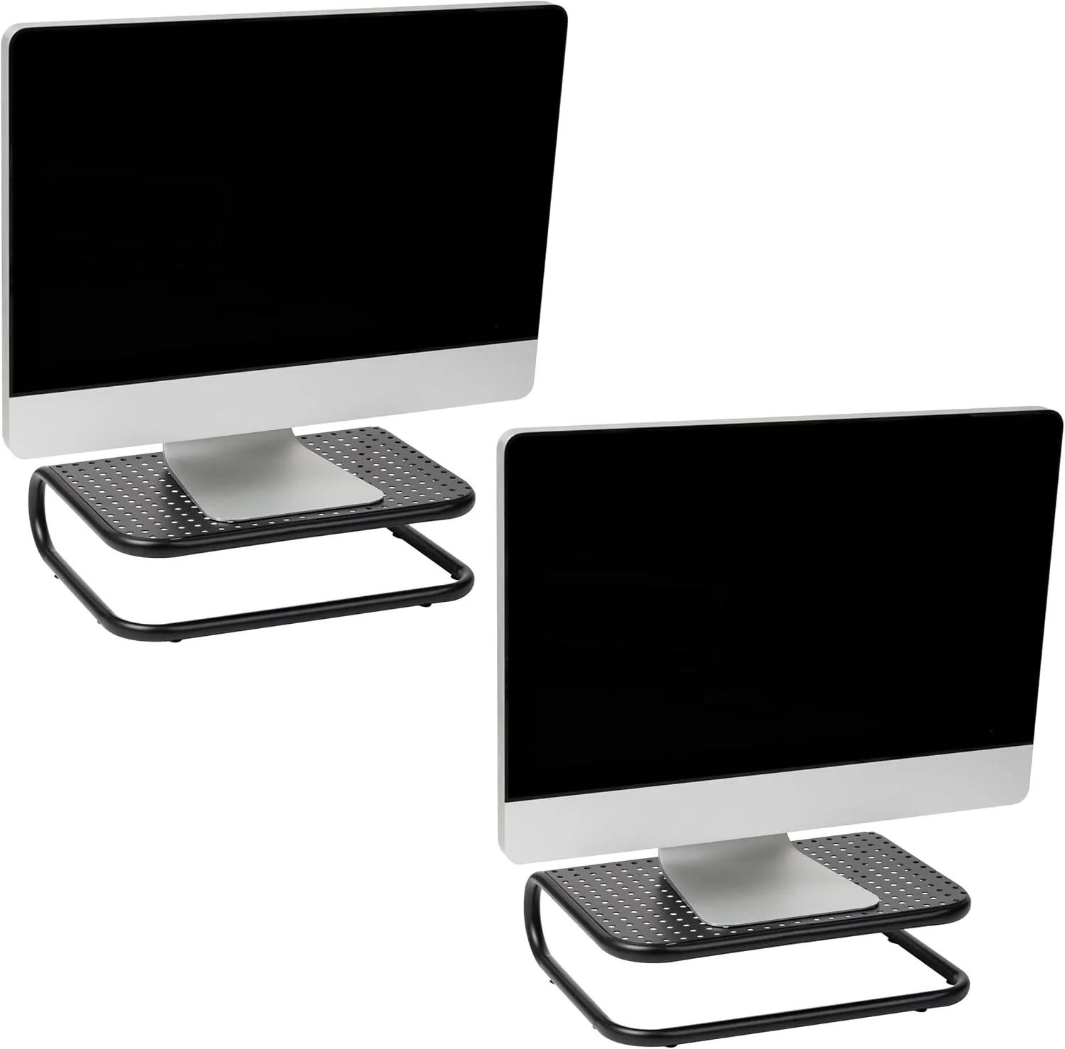 Mind Reader Monitor Stand, Set of 2, Ventilated Laptop Riser, Desktop Organizer, Metal, 14.25"L x 11"W x 4.25"H