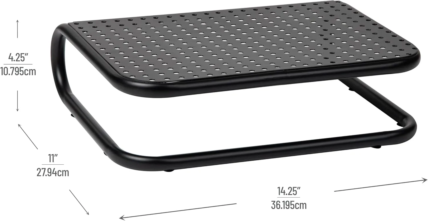 Mind Reader Monitor Stand, Set of 2, Ventilated Laptop Riser, Desktop Organizer, Metal, 14.25"L x 11"W x 4.25"H