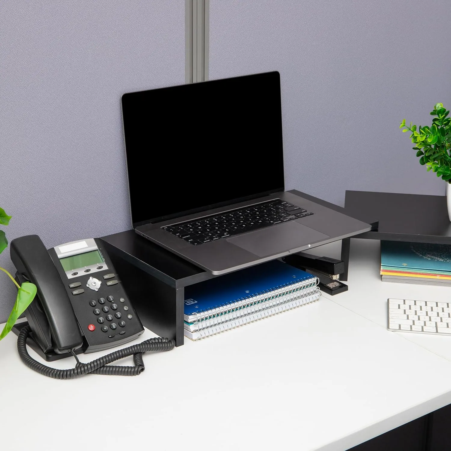 Mind Reader Dual Monitor Stand, Desktop Organizer, Laptop Riser, Office, MDF, 51.25" L x 9.25" W x 4.75" H, Black