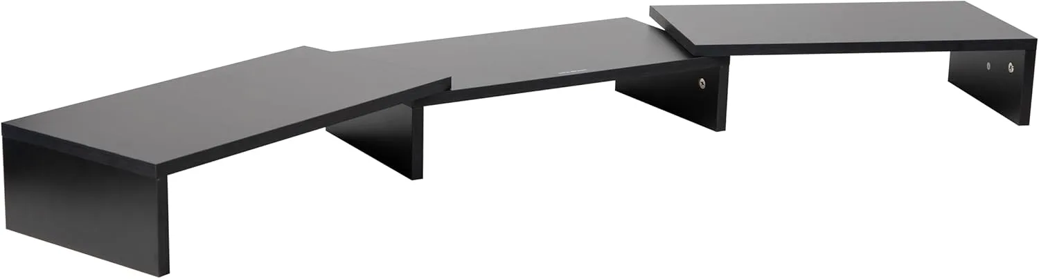 Mind Reader Dual Monitor Stand, Desktop Organizer, Laptop Riser, Office, MDF, 51.25" L x 9.25" W x 4.75" H, Black