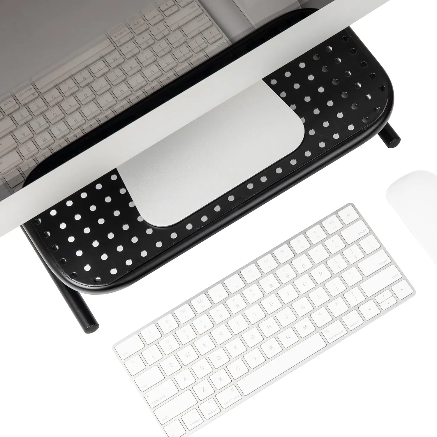 Mind Reader Metal Monitor Stand Ventilated Laptop Riser Desktop Organizer, 4-1/4inH x 11-1/4inW x 14-1/2inD, Black, Set of 2