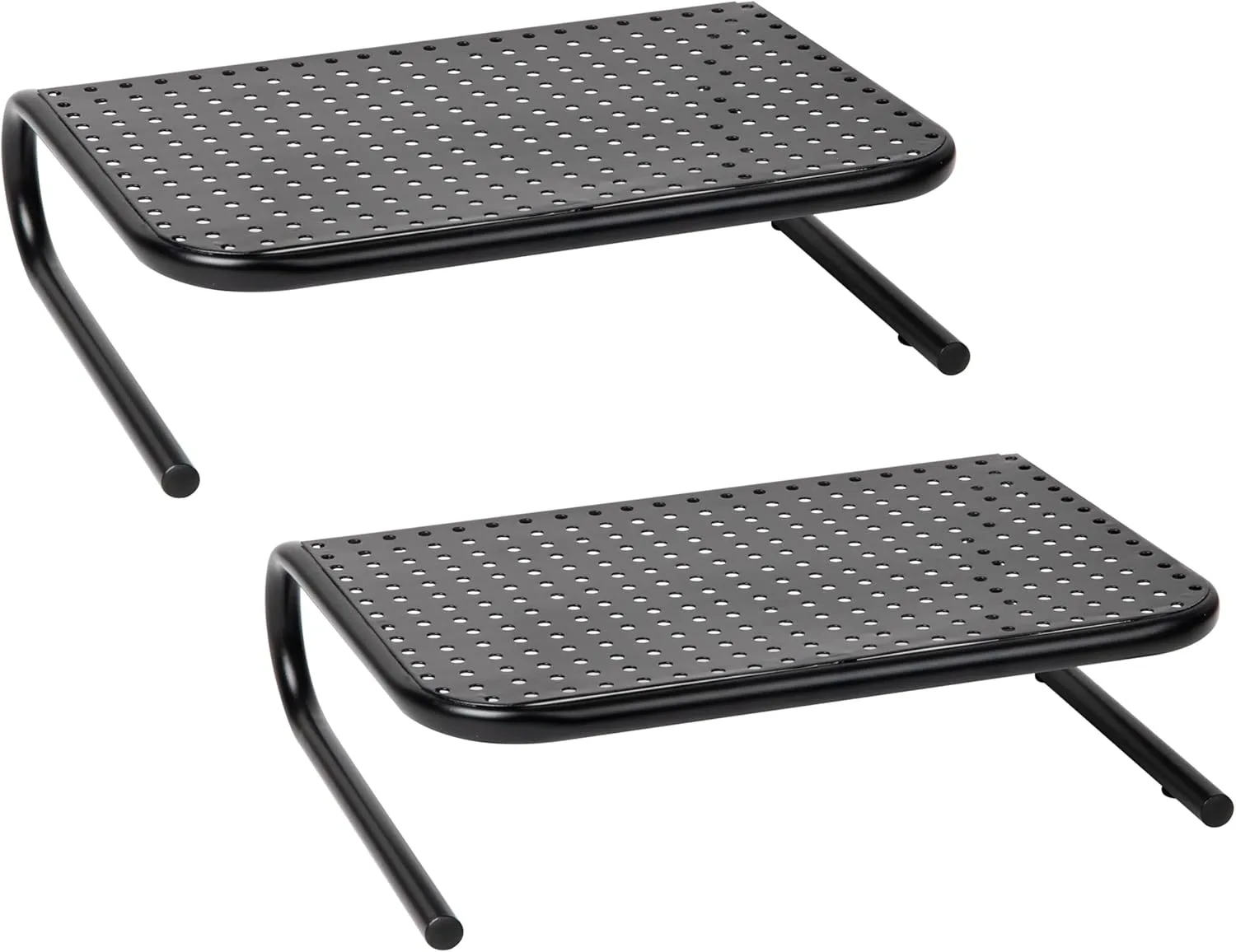 Mind Reader Metal Monitor Stand Ventilated Laptop Riser Desktop Organizer, 4-1/4inH x 11-1/4inW x 14-1/2inD, Black, Set of 2