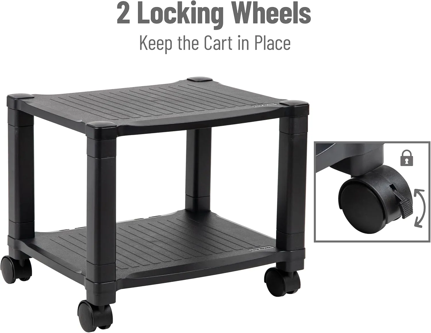 Mind Reader Rolling Printer Cart, Utility Cart, Printer Stand, Under Desk Storage, Office, 17.25"L x 13.5"W x 14.25"H