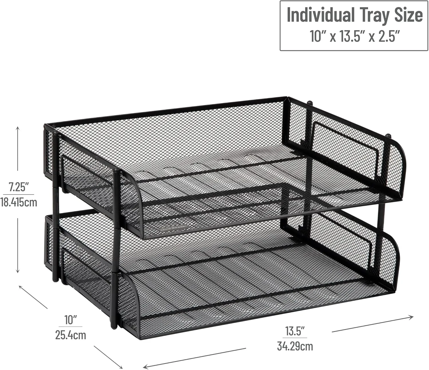 MIND READER Stackable Paper Tray Desktop Organizer, Metal Mesh