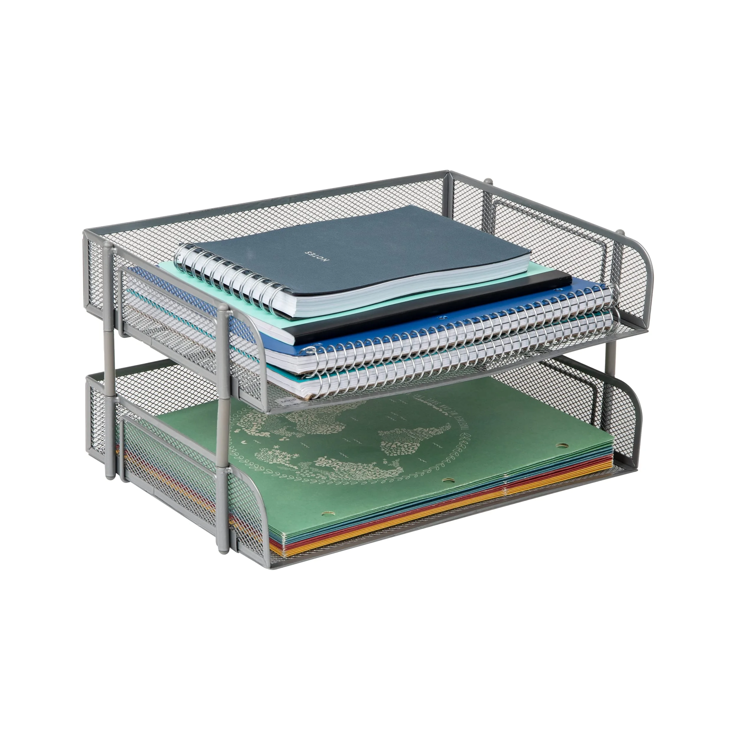 MIND READER Stackable Paper Tray Desktop Organizer, Metal Mesh