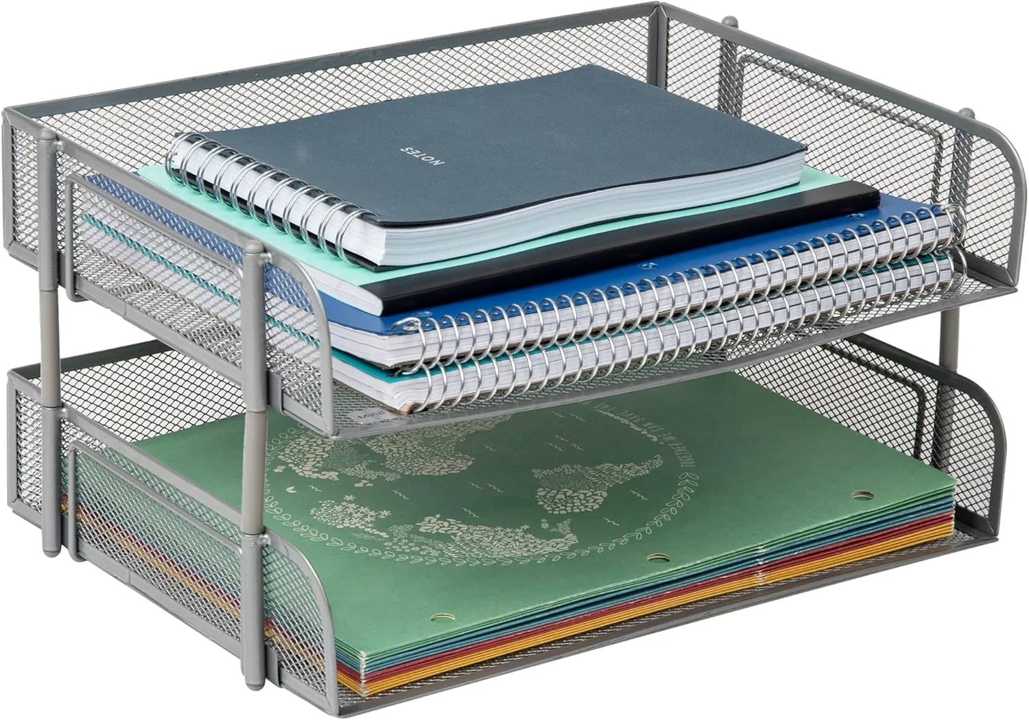 MIND READER Stackable Paper Tray Desktop Organizer, Metal Mesh
