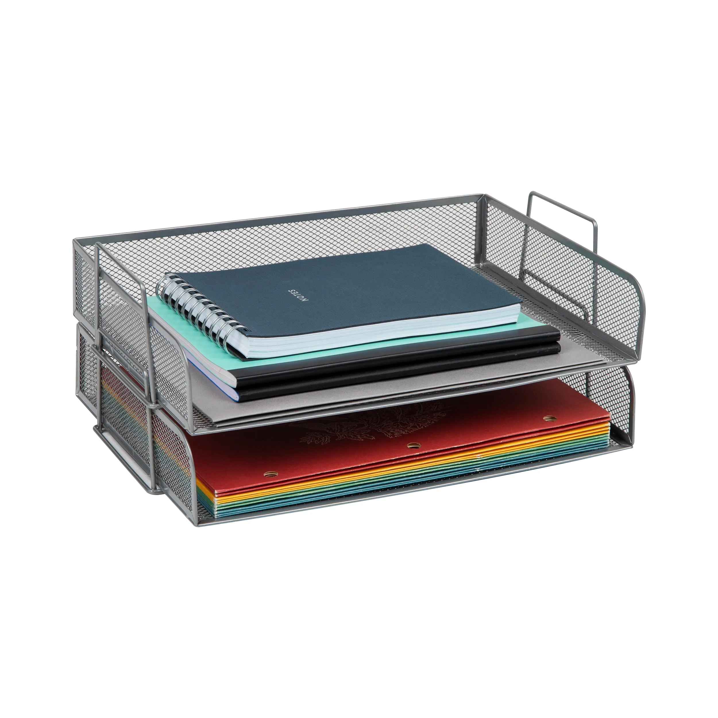 Mind Reader Stackable Paper Tray, Desktop Organizer, File Storage, Office, Metal Mesh - 9.8" x 6.3"