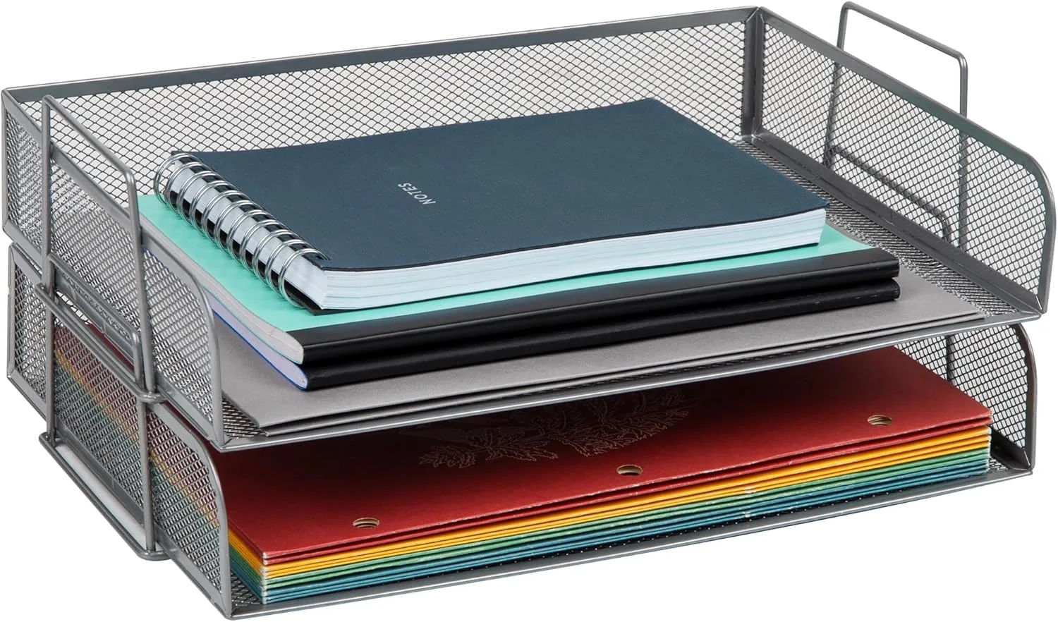 Mind Reader Stackable Paper Tray, Desktop Organizer, File Storage, Office, Metal Mesh - 9.8" x 6.3"