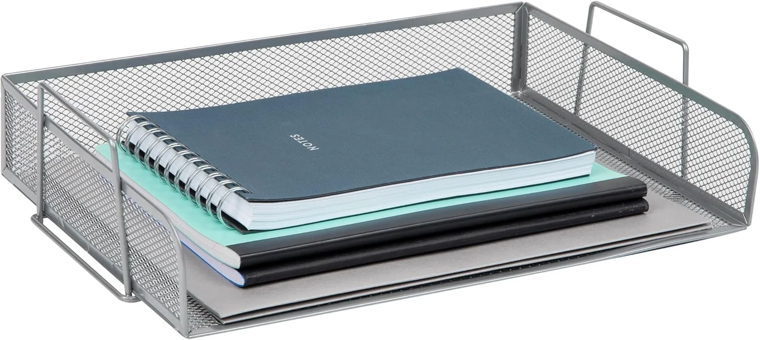 Mind Reader Stackable Paper Tray, Desktop Organizer, File Storage, Office, Metal Mesh - 9.8" x 6.3"