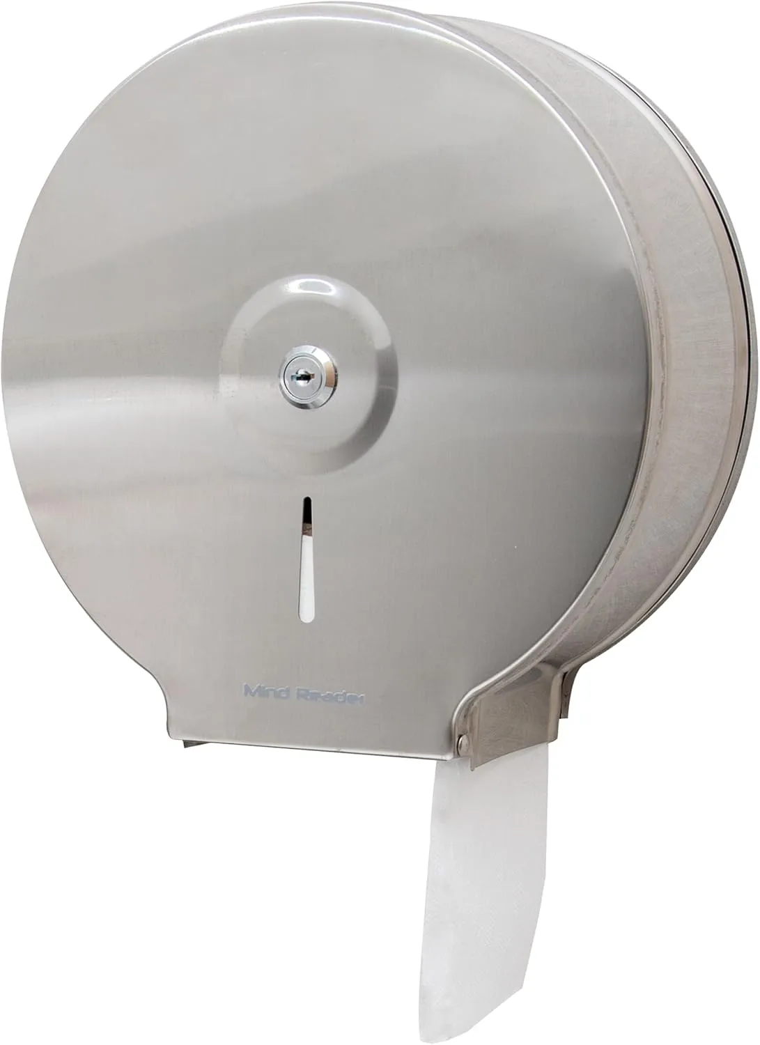 Mind Reader Toilet Paper Dispenser, Wall Mount, Lock with Key, Restroom, Stainless Steel, 10"L x 10.25"W x 4.5"H