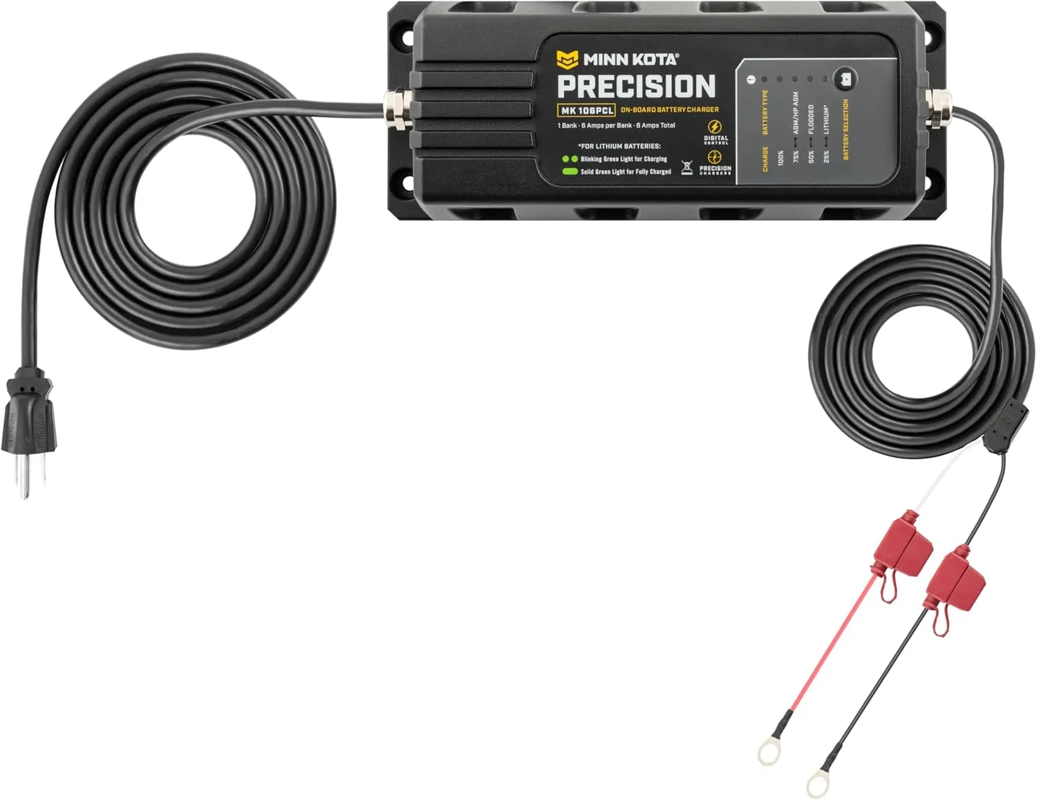 Minn Kota Precision MK-106PCL On-Board Battery Charger with 1 Charging Bank, 6 Amps