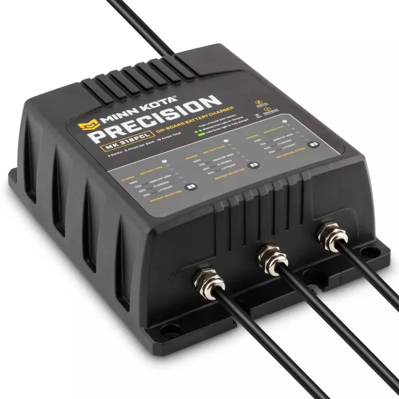Minn Kota Precision MK-318PCL On-Board Battery Charger with 3 Charging Banks, 6 Amps per Bank