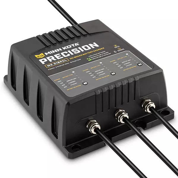 Minn Kota Precision MK-318PCL On-Board Battery Charger with 3 Charging Banks, 6 Amps per Bank