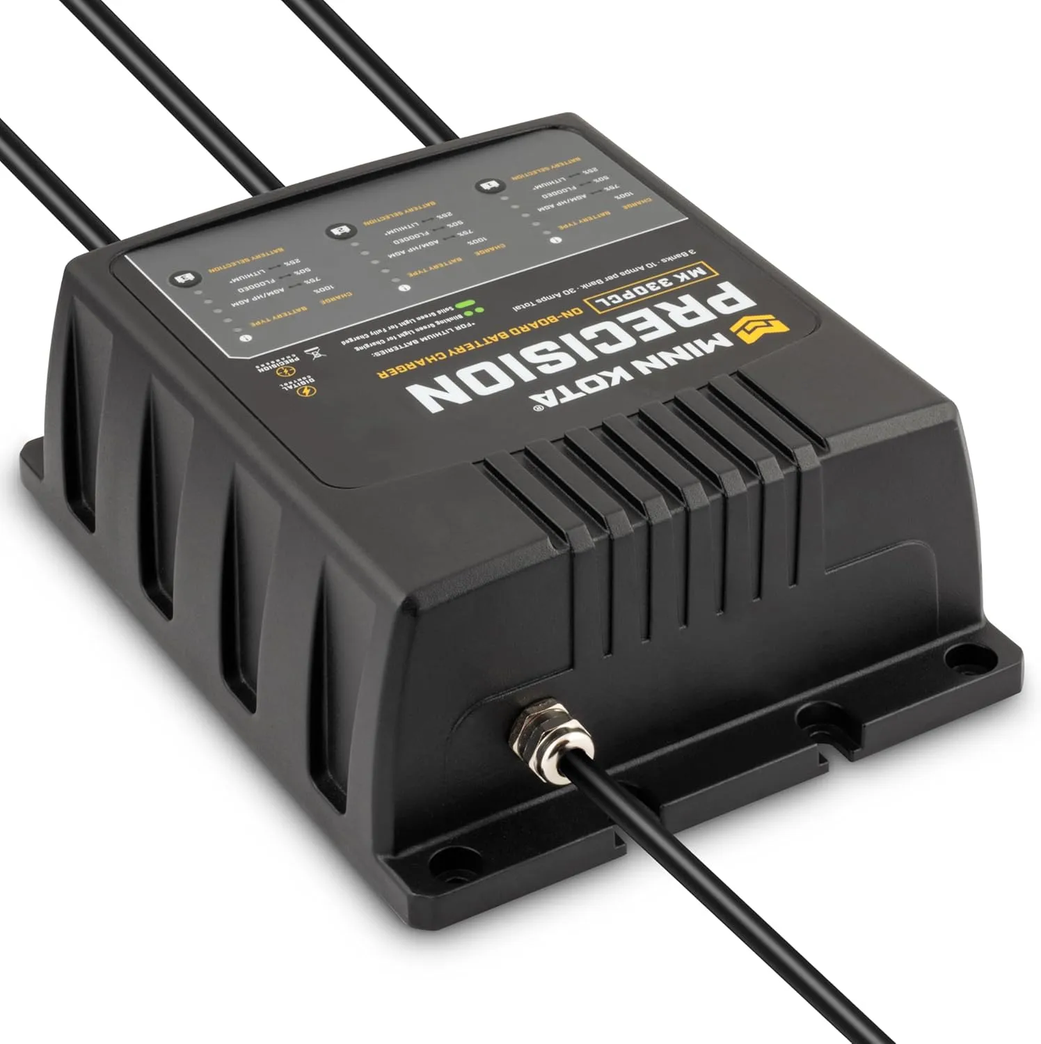 Minn Kota Precision MK-330PCL On-Board Battery Charger with 3 Charging Banks, 10 Amps per Bank One Size Chargers