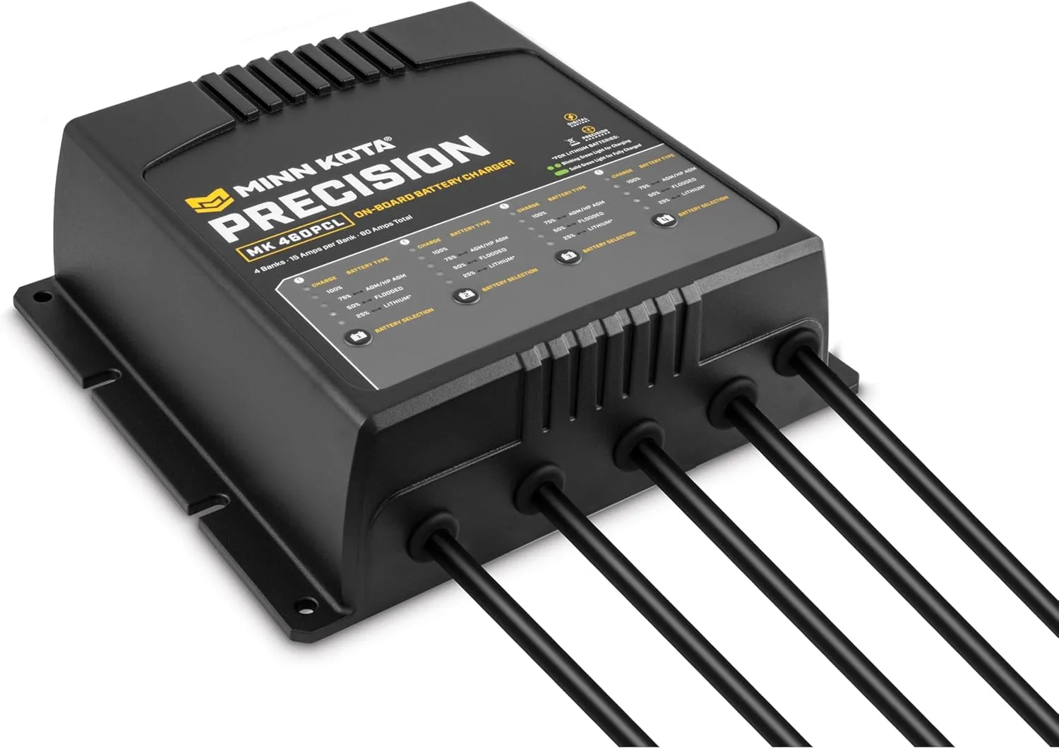 Minn Kota Precision MK 460PCL On-Board Battery Charger with 4 Charging Banks, 15 Amps per Bank