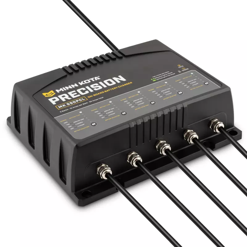 Minn Kota Precision MK-550PCL On-Board Battery Charger with 5 Charging Banks, 10 Amps per Bank