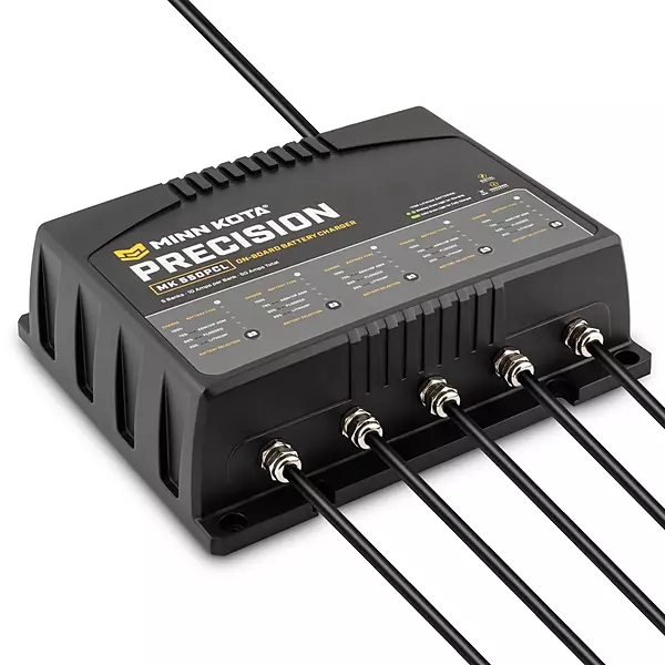 Minn Kota Precision MK-550PCL On-Board Battery Charger with 5 Charging Banks, 10 Amps per Bank