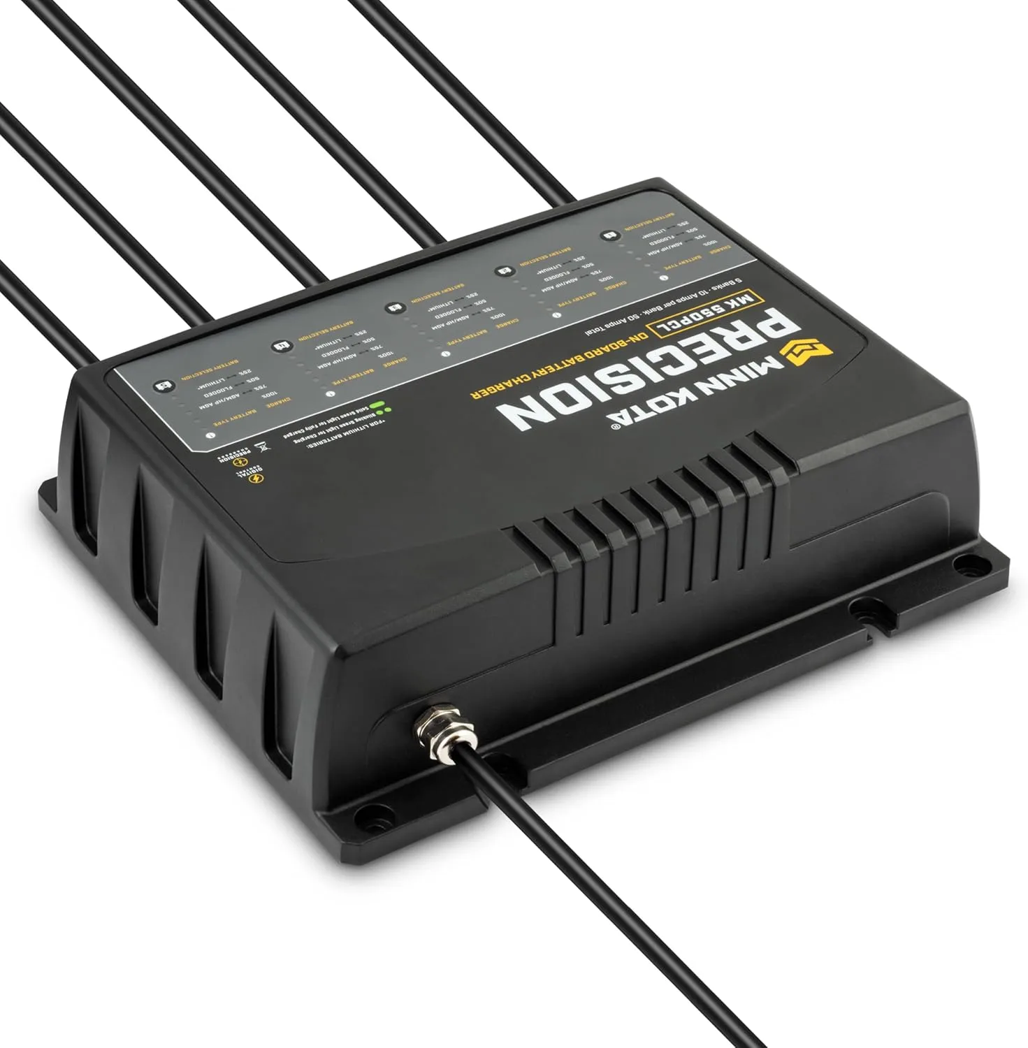 Minn Kota Precision MK-550PCL On-Board Battery Charger with 5 Charging Banks, 10 Amps per Bank