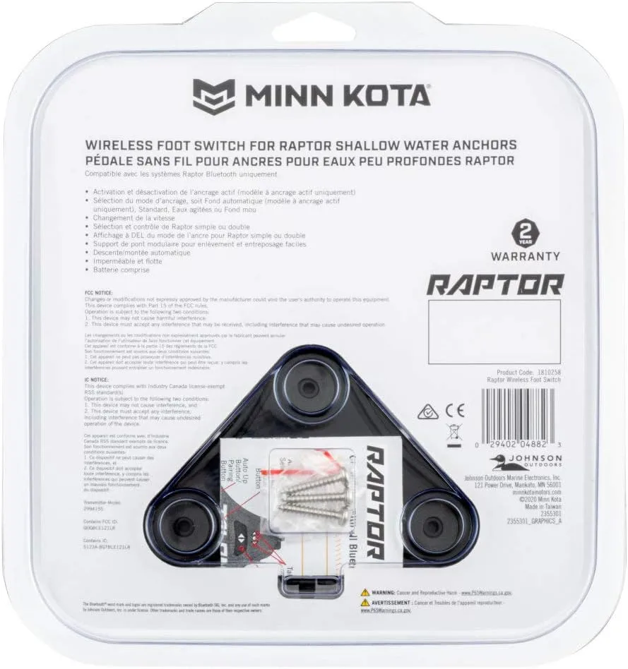 Minn Kota 1810258 Raptor Wireless Footswitch - Bluetooth