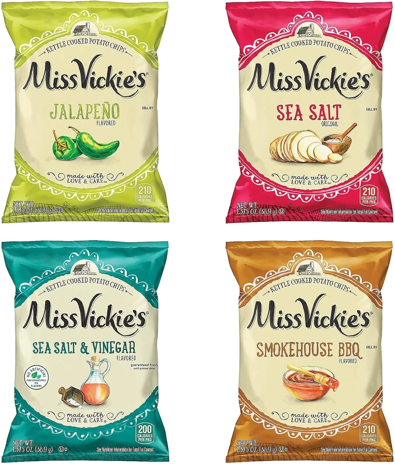 Miss Vickie's Kettle Cooked Potato Chips Variety Pack, 30 Count
