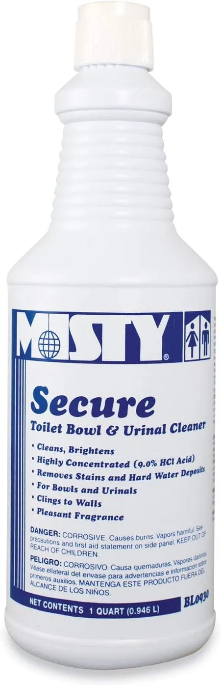 Misty R93012CT Secure Hydrochloric Acid Bowl Cleaner Mint Scent 32oz Bottle 12/Carton