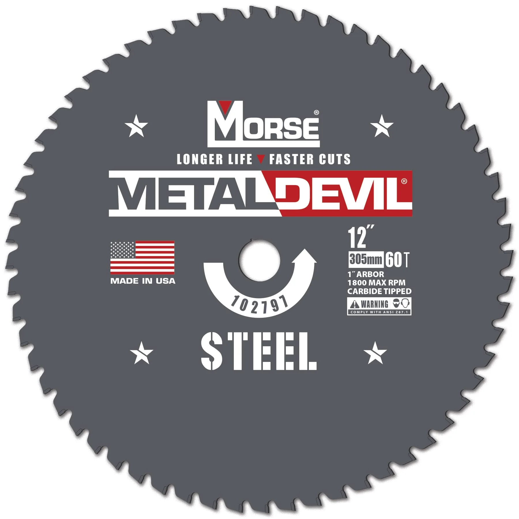 Morse Metal Devil CSM1260FSC Circular Saw Blade Carbide Tipped 12 in