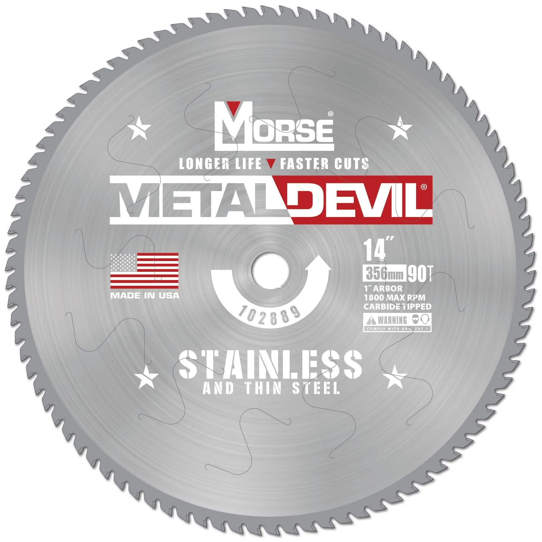 Morse Metal Devil CSM1490FSSC, Circular Saw Blade, Carbide Tipped, Stainless Steel Cutting, 14 inch, 1 Pack