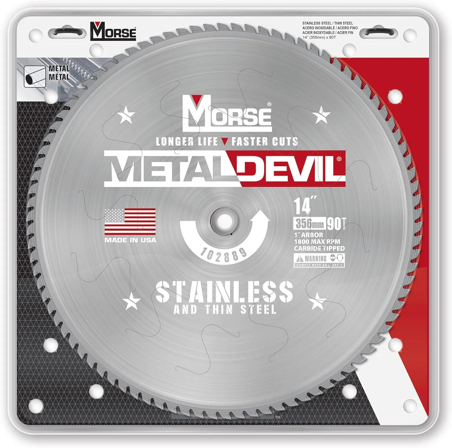 Morse Metal Devil CSM1490FSSC, Circular Saw Blade, Carbide Tipped, Stainless Steel Cutting, 14 inch, 1 Pack