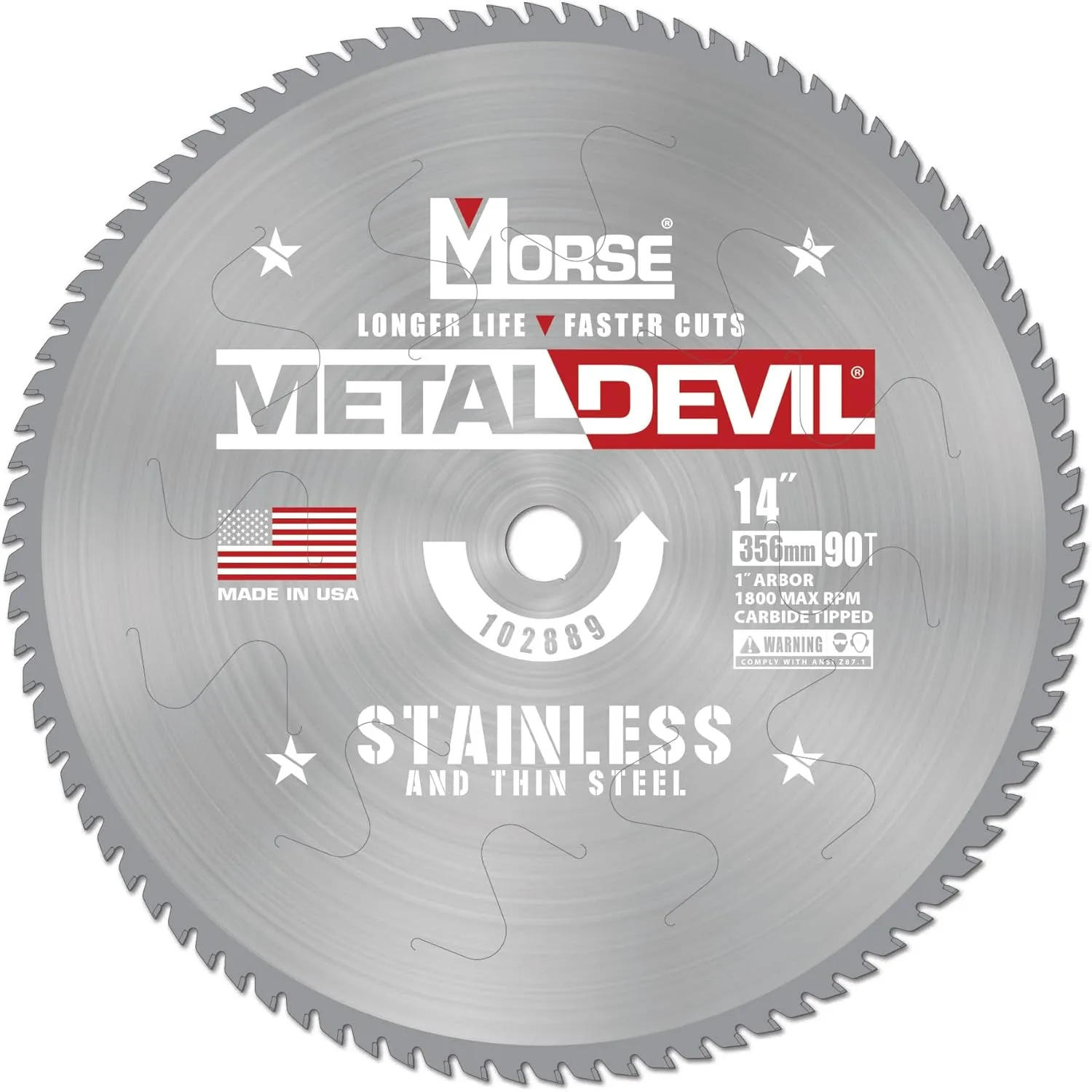 Morse Metal Devil CSM1490FSSC, Circular Saw Blade, Carbide Tipped, Stainless Steel Cutting, 14 inch, 1 Pack