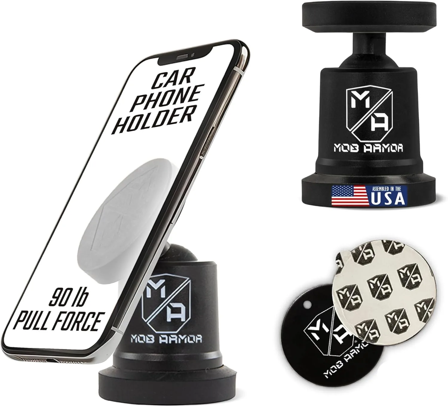 Mob Armor MobNetic Maxx Magnetic Car Phone Mount, 90° Tilt, 360° Rotation, Aluminum - Black
