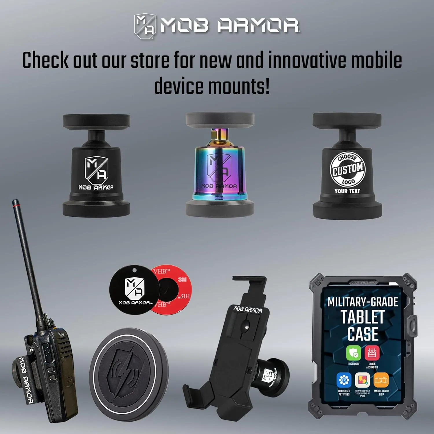 Mob Armor MobNetic Maxx Magnetic Car Phone Mount, 90° Tilt, 360° Rotation, Aluminum - Black