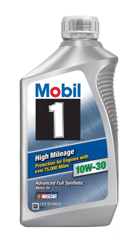 Mobil 1 103535 High Mileage 10W-30 Synthetic Motor Oil - 1 Quart Bottle