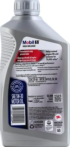 Mobil 1 45000 5W-30 High Mileage Motor Oil - 1 Quart 5W-30 1 Quart